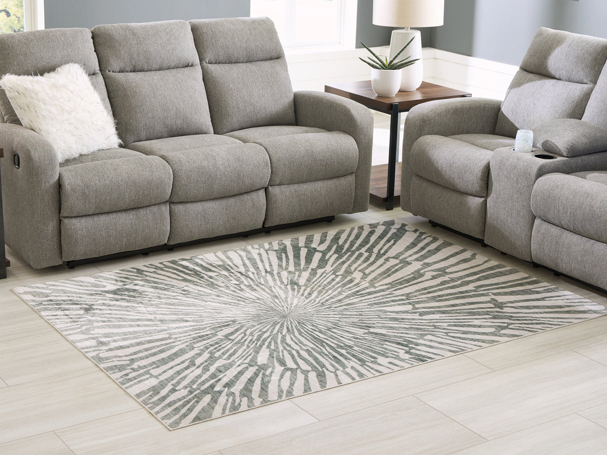Furniture City Slidell - Ashley Furniture - Verland Rug - Washable 5' x 7' Area Rug / Gray/White - R407432