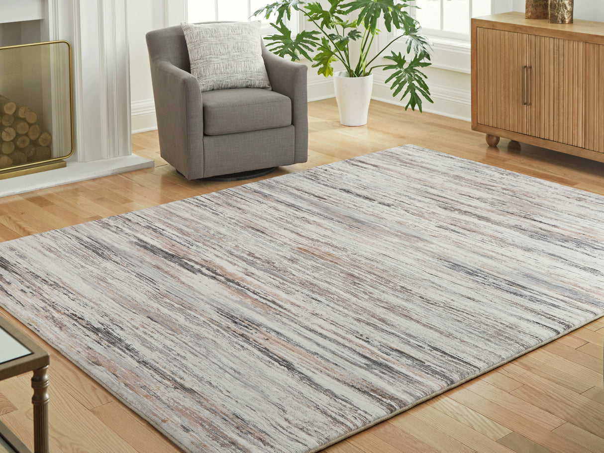 Furniture City Slidell - Ashley Furniture - Nace Rug - 5' x 7' Area Rug / Gray/Brown/White - R407472