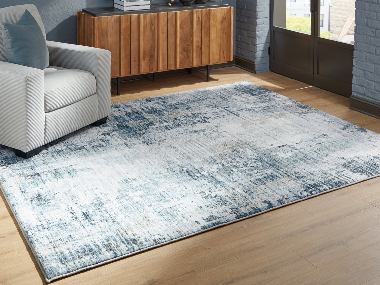 Furniture City Slidell - Ashley Furniture - Arlenmont Rug - 5' x 7' Area Rug / Blue/White/Brown - R407482