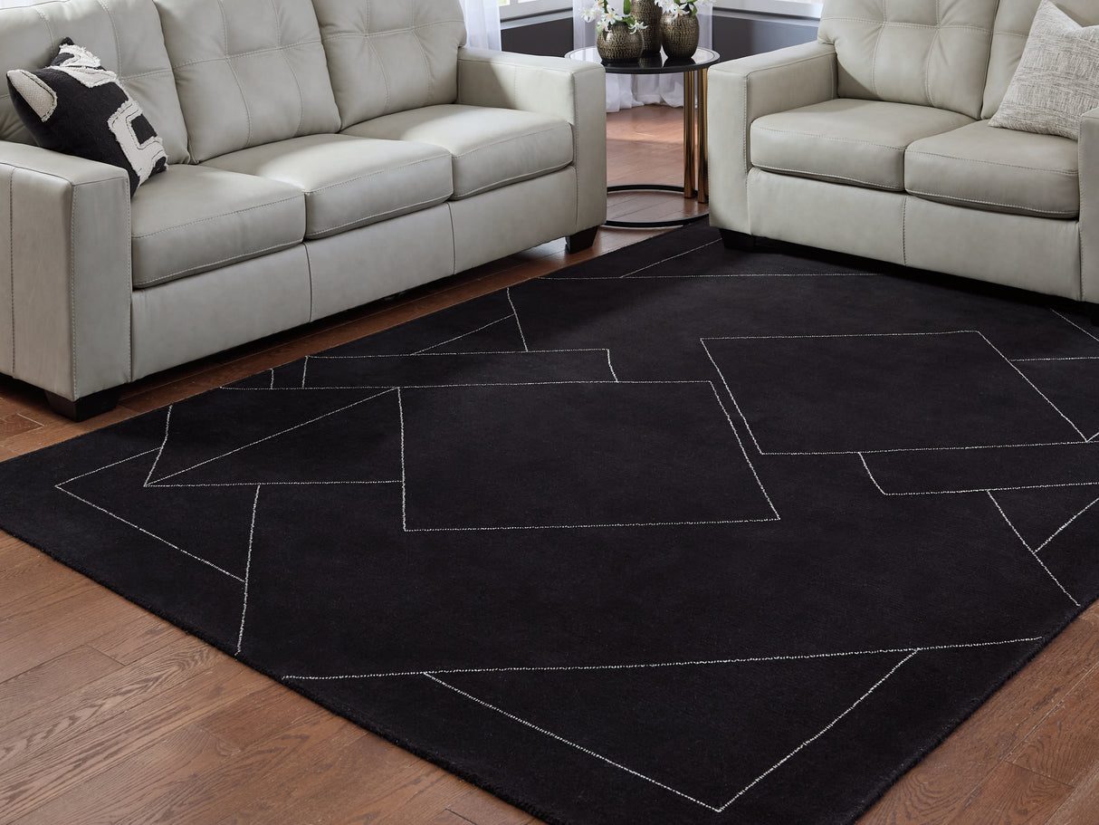 Furniture City Slidell - Ashley Furniture - Marav Rug - 5' x 7' Area Rug / Black/White - R407532