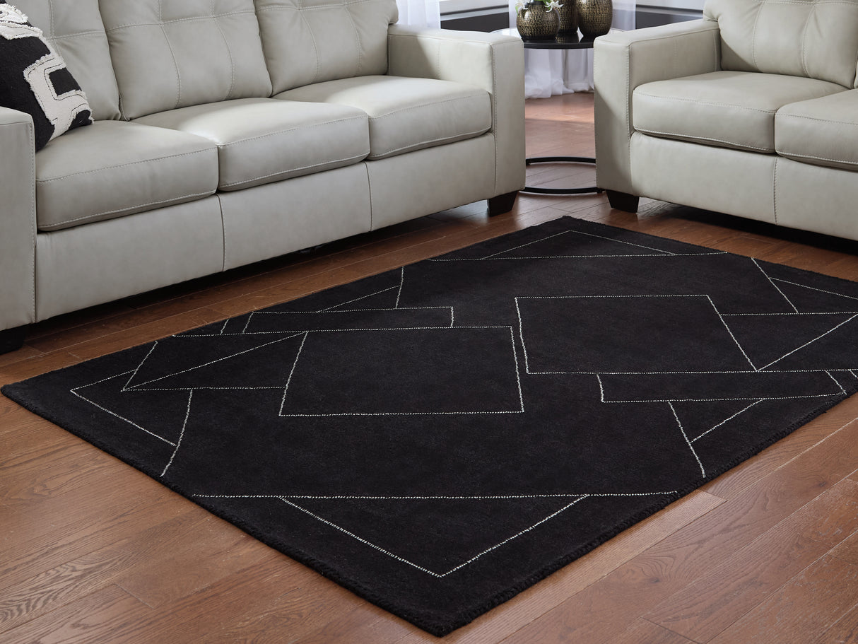 Furniture City Slidell - Ashley Furniture - Marav Rug - 5' x 7' Area Rug / Black/White - R407532