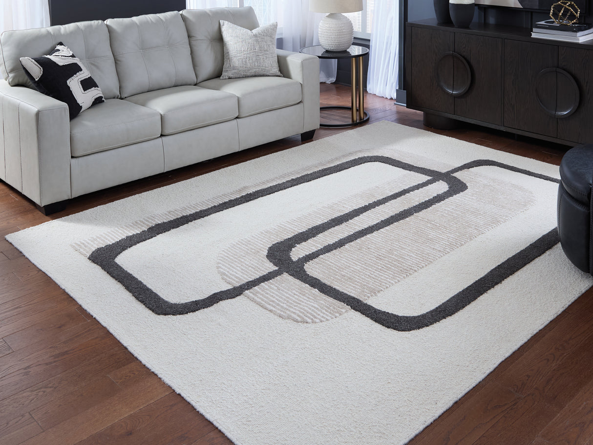 Furniture City Slidell - Ashley Furniture - Davismour Rug - 5' x 7' Area Rug / Ivory/Taupe/Charcoal - R407562
