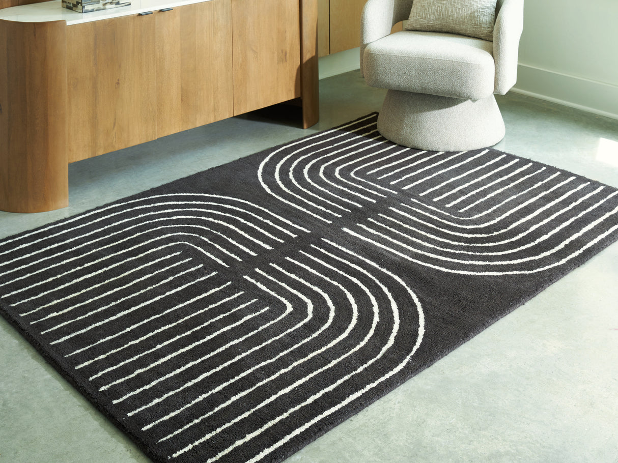 Furniture City Slidell - Ashley Furniture - Eldonmore Rug - 7'8" x 10' Area Rug / Black/Ivory - R407571