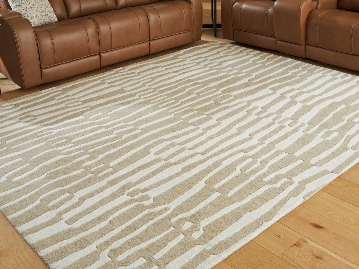 Furniture City Slidell - Ashley Furniture - Corrbell Rug - 7'8" x 10' Area Rug / Beige/White - R407631