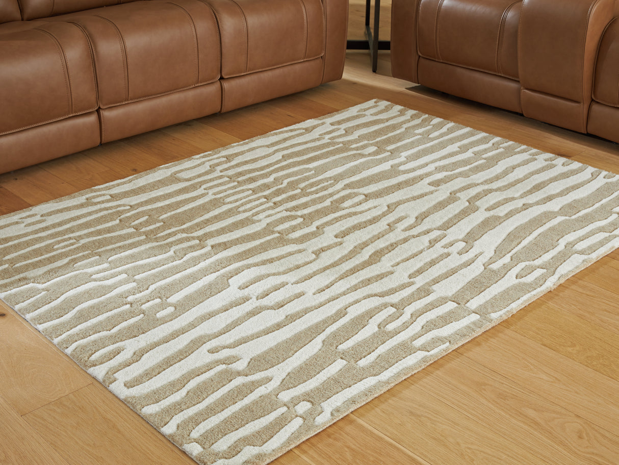 Furniture City Slidell - Ashley Furniture - Corrbell Rug - 5' x 7' Area Rug / Beige/White - R407632