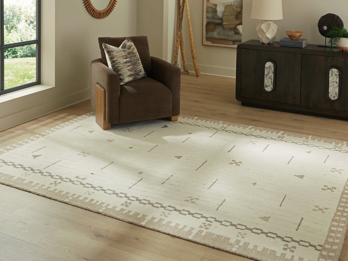 Furniture City Slidell - Ashley Furniture - Dot Rug - 5' x 7' Area Rug / Cream/Brown/Taupe - R407652