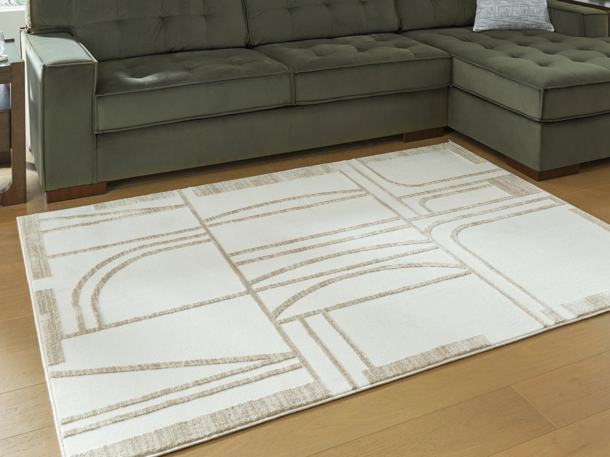 Furniture City Slidell - Ashley Furniture - Farongrove Rug - 5'3" x 7' Area Rug / Ivory/Beige - R407672