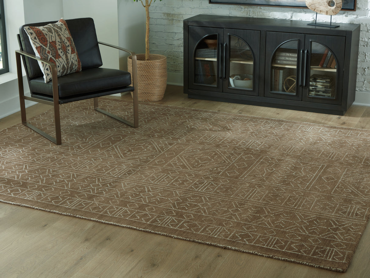 Furniture City Slidell - Ashley Furniture - Merrittman Rug - 7'8" x 10' Area Rug / Brown/Ivory - R407701