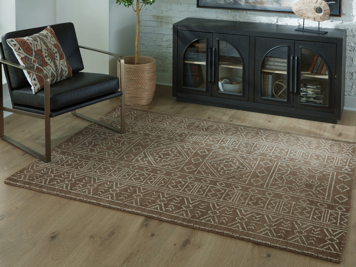 Furniture City Slidell - Ashley Furniture - Merrittman Rug - 7'8" x 10' Area Rug / Brown/Ivory - R407701