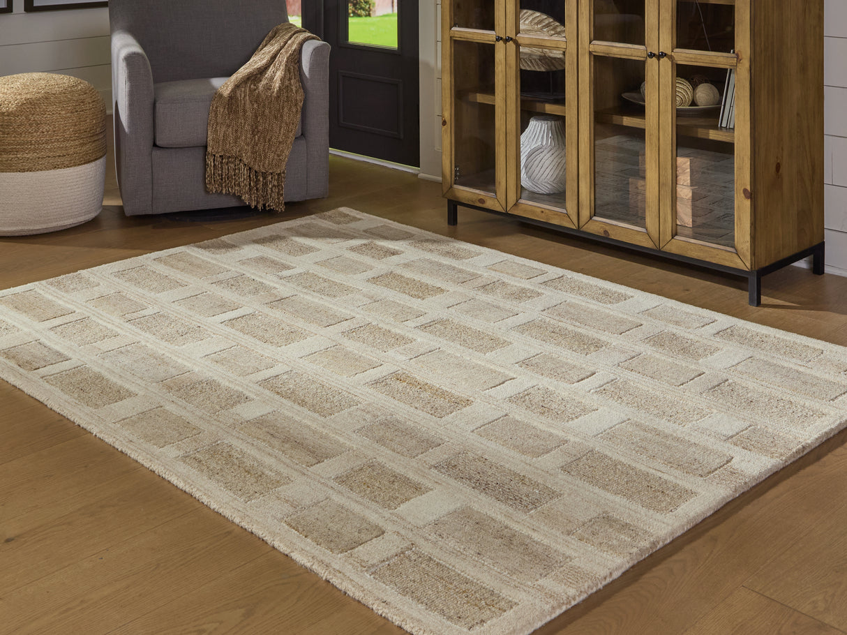 Furniture City Slidell - Ashley Furniture - Lisgrove Rug - 5' x 7' Area Rug / Tan/Brown/White - R407712