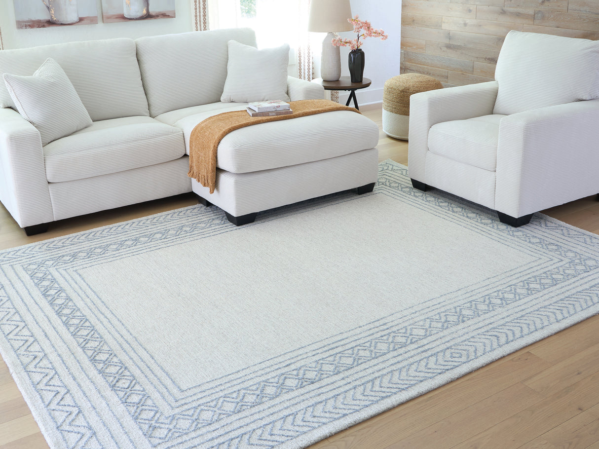 Furniture City Slidell - Ashley Furniture - Azelhurst Rug - 7'8" x 10' Area Rug / Blue/Ivory/Gray - R407851