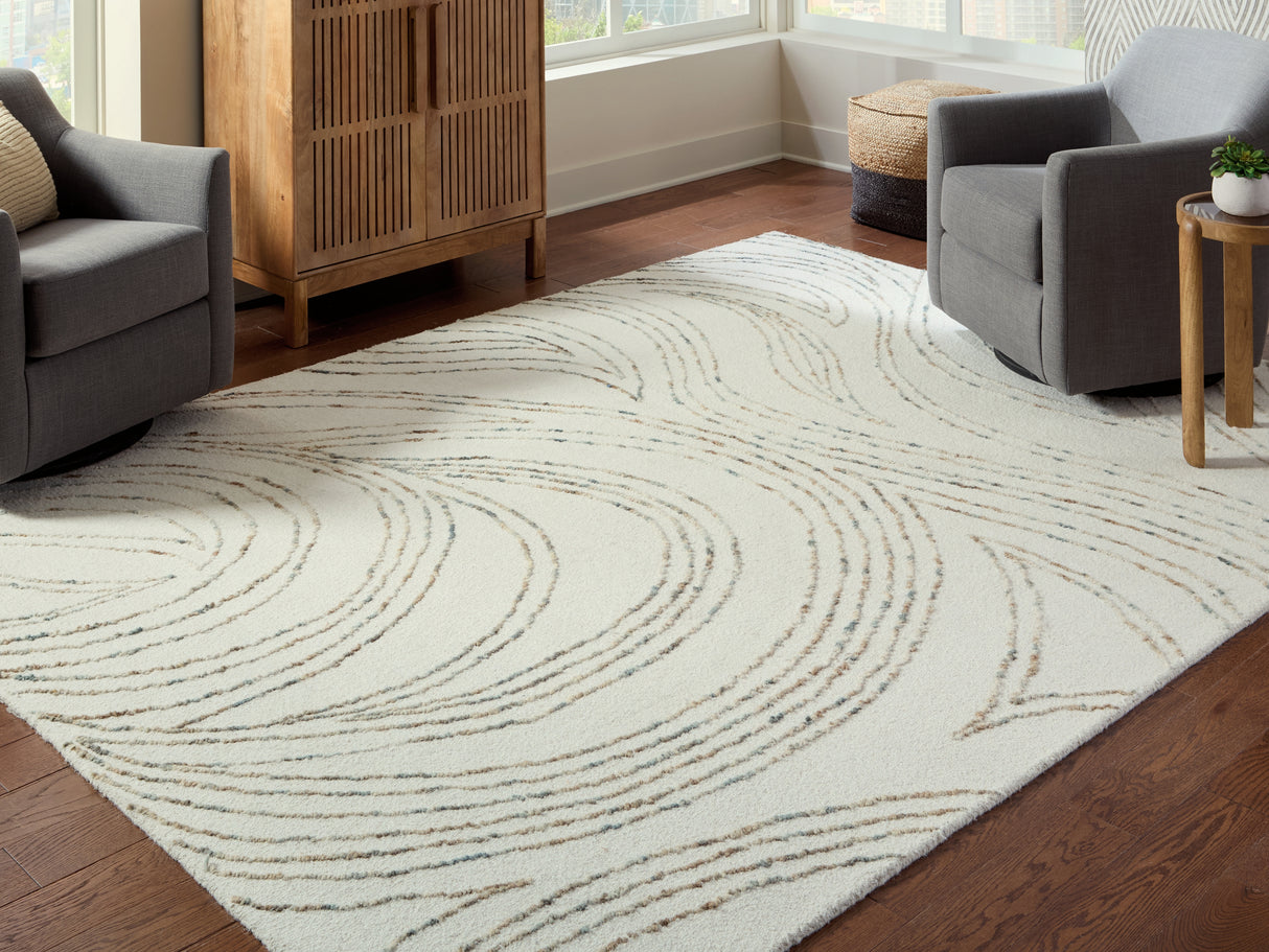 Furniture City Slidell - Ashley Furniture - Deenbury Rug - 7'8" x 10' Area Rug / Ivory/Green/Brown - R407861