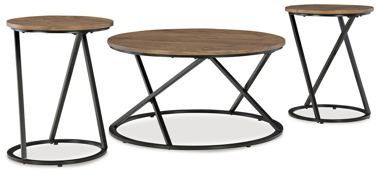 Furniture City Slidell - Ashley Furniture - Cassbryn Table (Set of 3) - Occasional Table Set (3/CN) / Brown/Black - T152-13