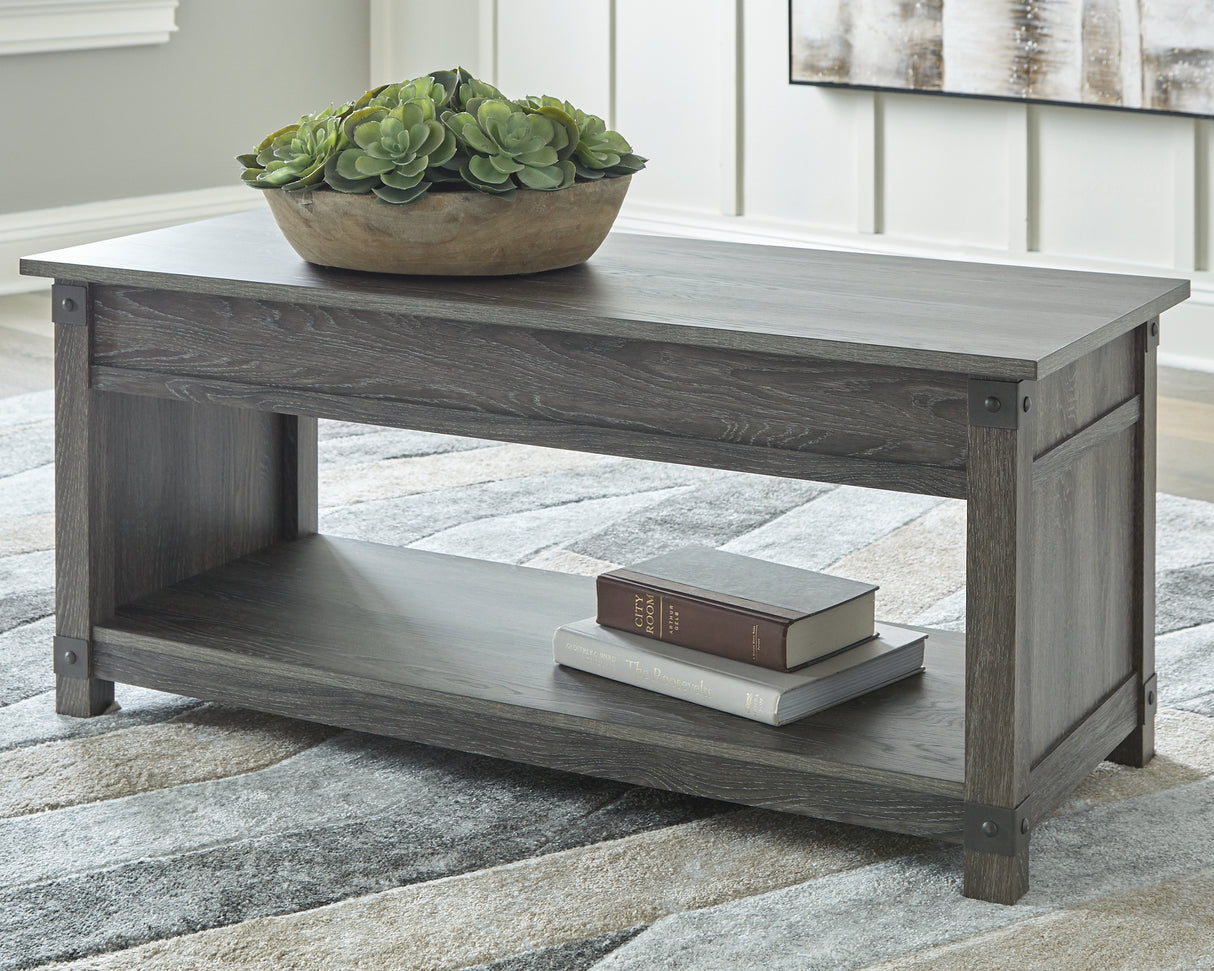 Furniture City Slidell - Ashley Furniture - Freedan Lift-Top Coffee Table - Rect Lift Top Cocktail Table / Grayish Brown - T175-9