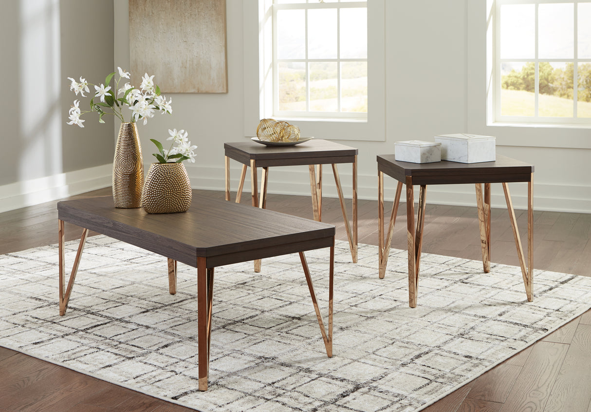 Furniture City Slidell - Ashley Furniture - Bandyn Table (Set of 3) - Occasional Table Set (3/CN) / Brown/Champagne - T404-13