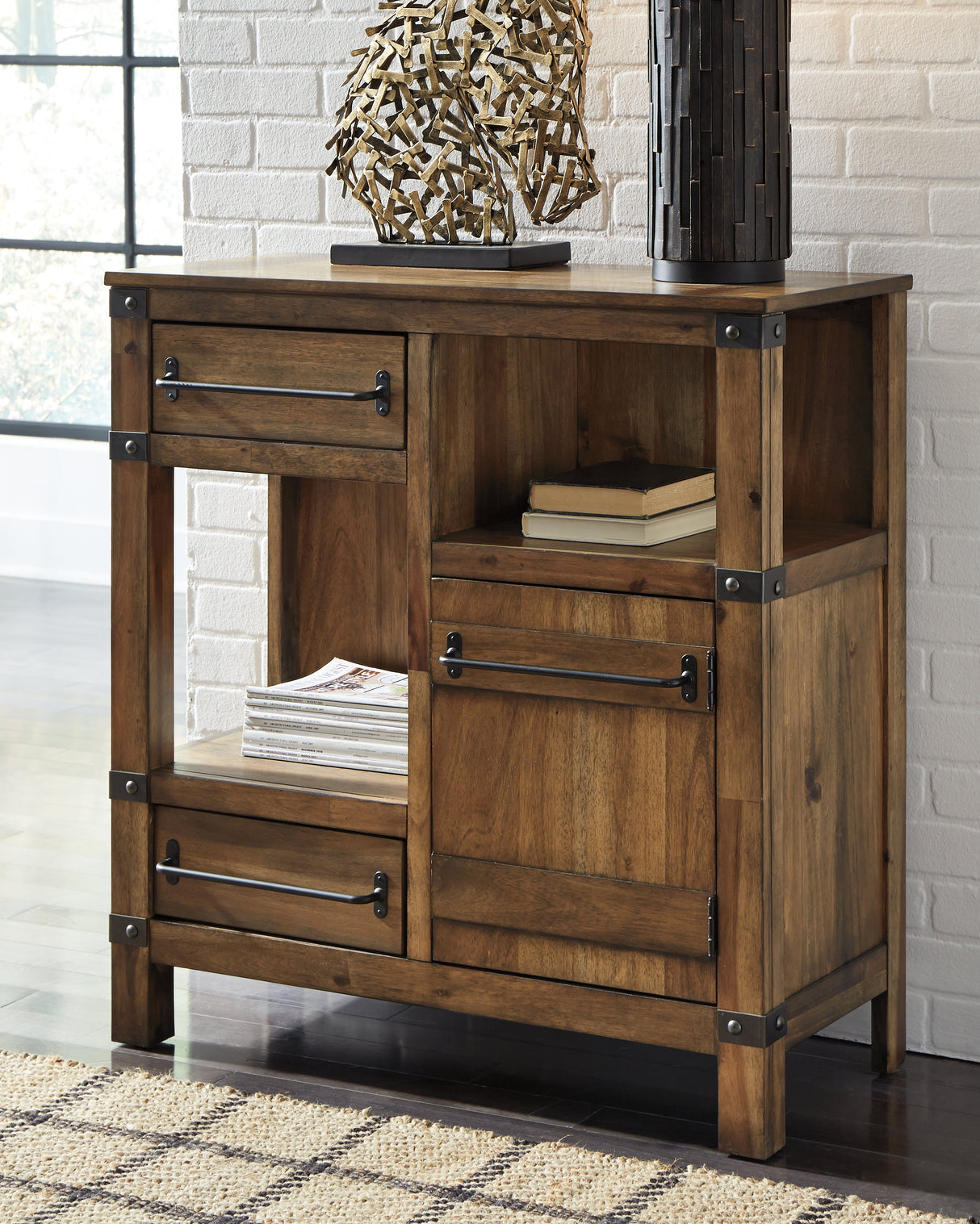 Furniture City Slidell - Ashley Furniture - Roybeck Accent Cabinet - Accent Cabinet / Light Brown/Bronze - T411-40
