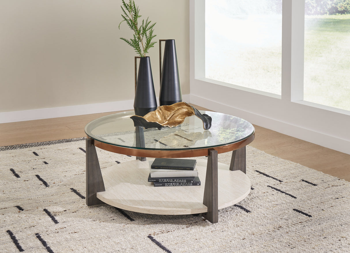 Furniture City Slidell - Ashley Furniture - Frazwa Coffee Table - Round Cocktail Table / Multi - T432-8