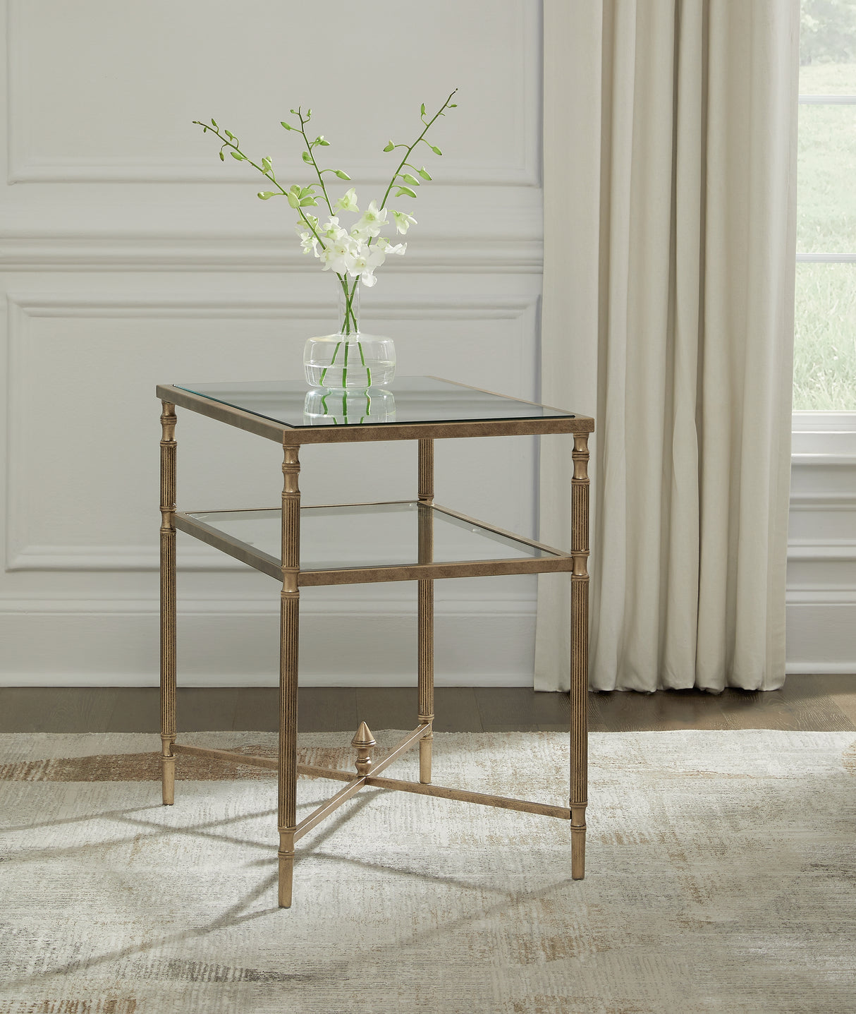 Furniture City Slidell - Ashley Furniture - Cloverty End Table - Rectangular End Table / Aged Gold Finish - T440-3