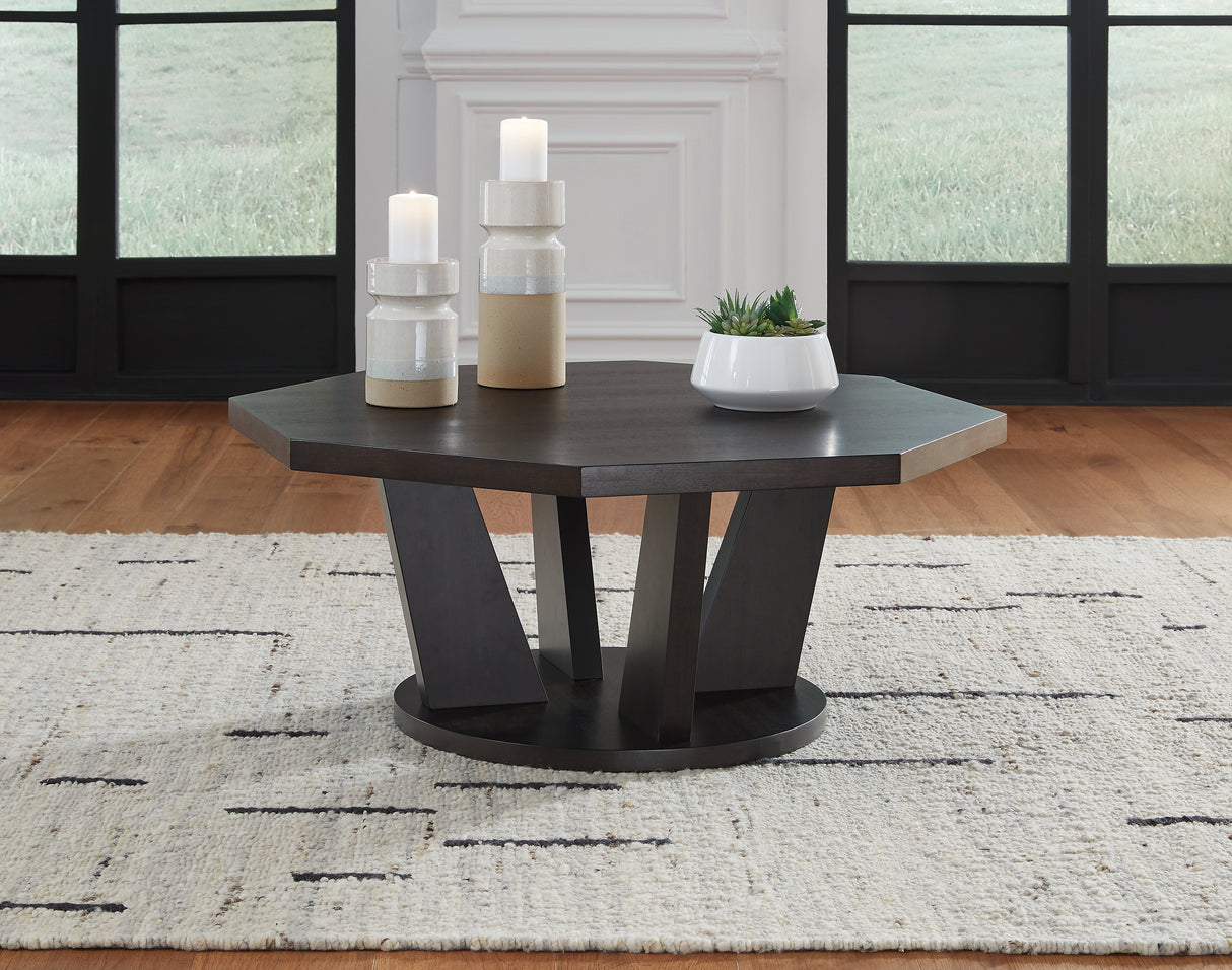 Furniture City Slidell - Ashley Furniture - Chasinfield Coffee Table - Octagon Cocktail Table / Dark Brown - T458-8