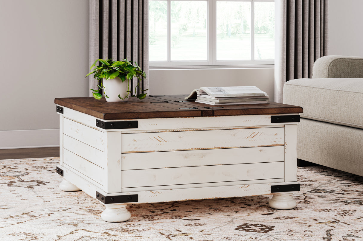 Furniture City Slidell - Ashley Furniture - Wystfield Coffee Table - Cocktail Table with Storage / White/Brown - T459-20