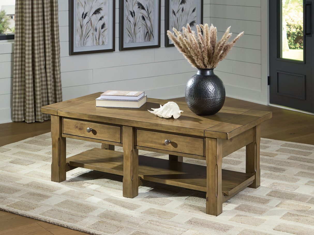 Furniture City Slidell - Ashley Furniture - Vandenmore Coffee Table - Rectangular Cocktail Table / Medium Brown - T539-1