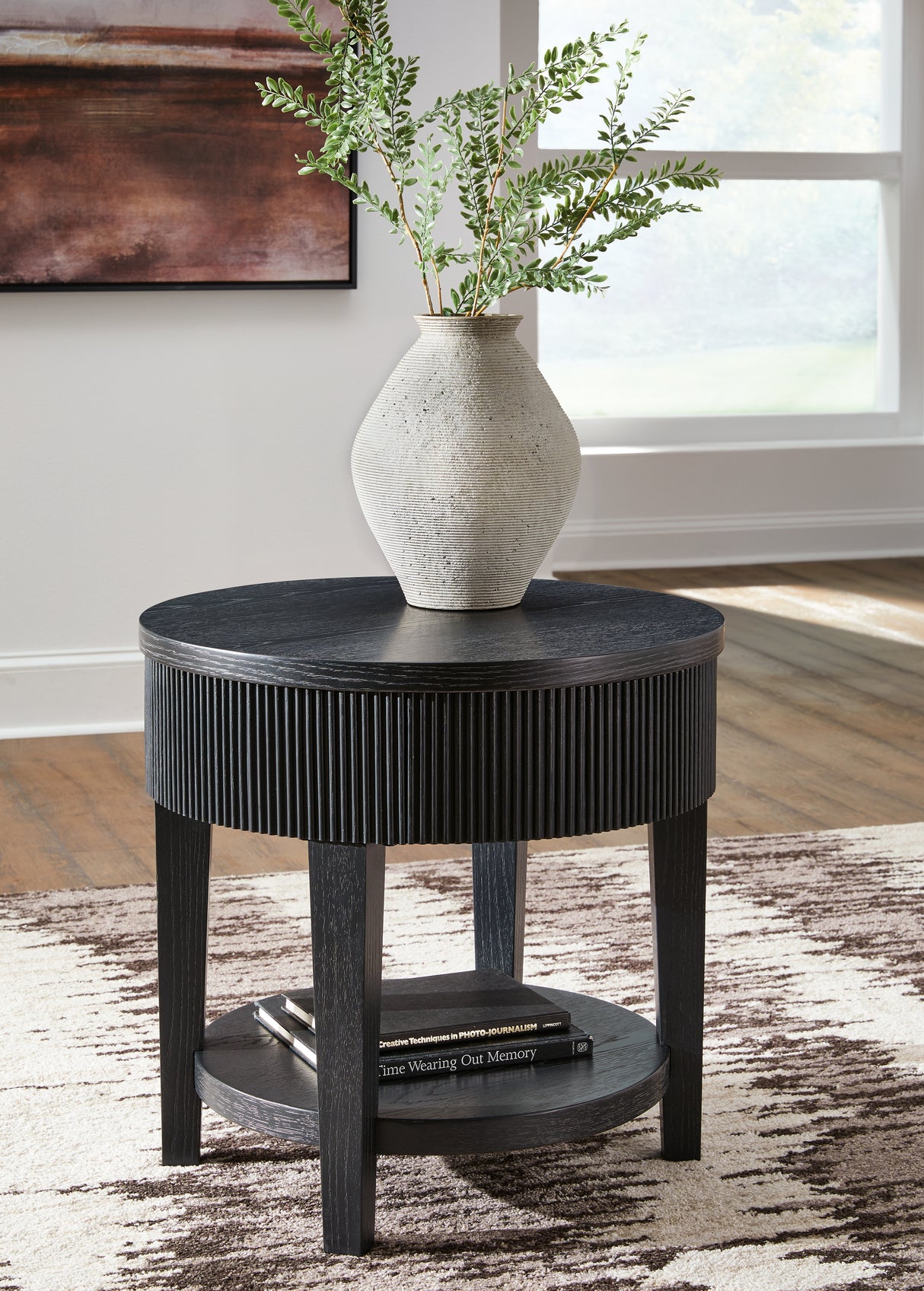 Furniture City Slidell - Ashley Furniture - Marstream End Table - Round End Table / Black - T551-6