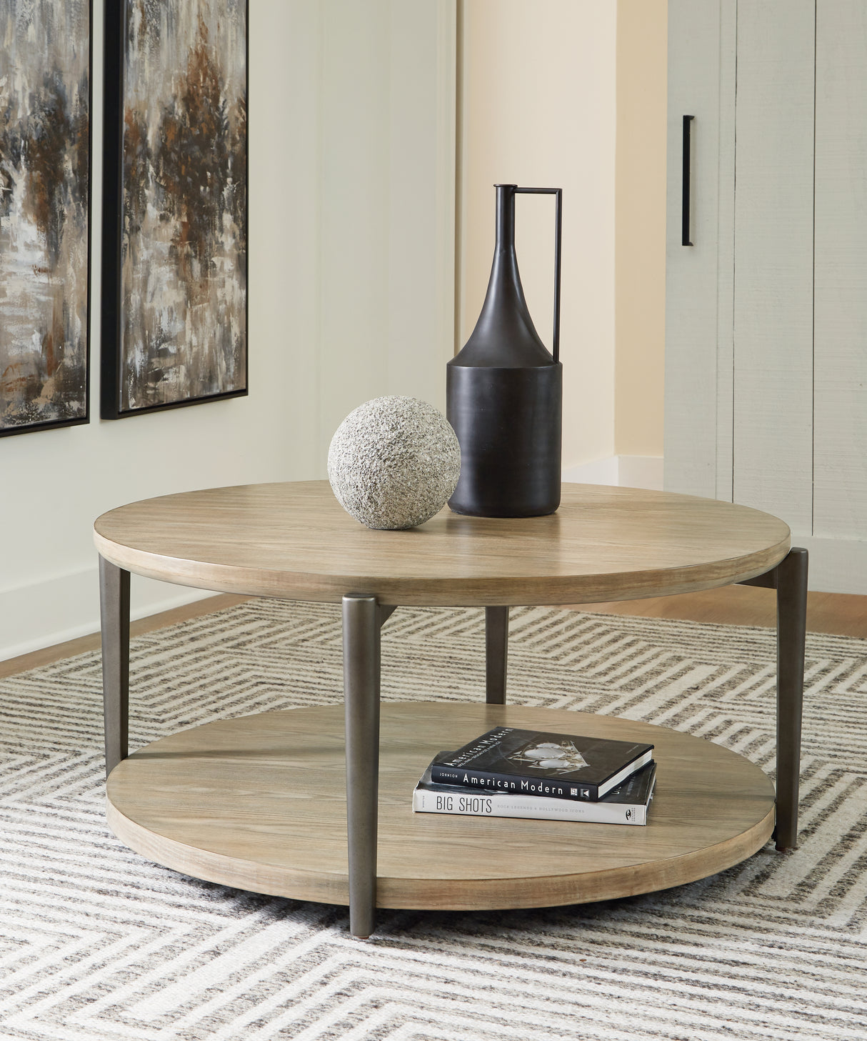 Furniture City Slidell - Ashley Furniture - Dyonton Coffee Table - Round Cocktail Table / Light Grayish Brown - T574-8
