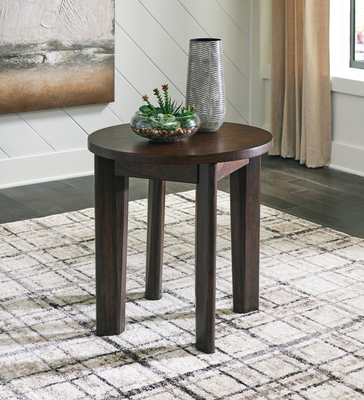 Furniture City Slidell - Ashley Furniture - Korestone 2 End Table - Round End Table / Dark Brown - T657-6