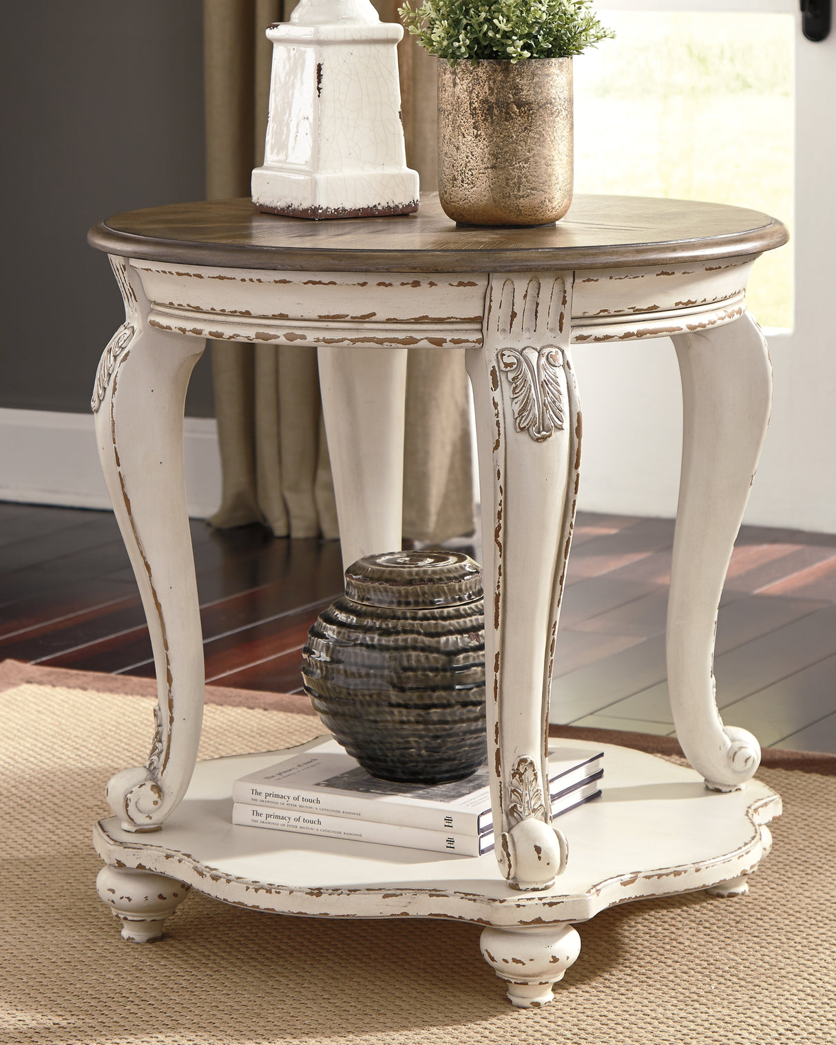 Furniture City Slidell - Ashley Furniture - Realyn End Table - Round End Table / White/Brown - T743-6