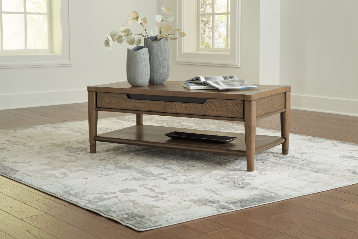 Furniture City Slidell - Ashley Furniture - Roanhowe Coffee Table - Rectangular Cocktail Table / Brown - T769-1