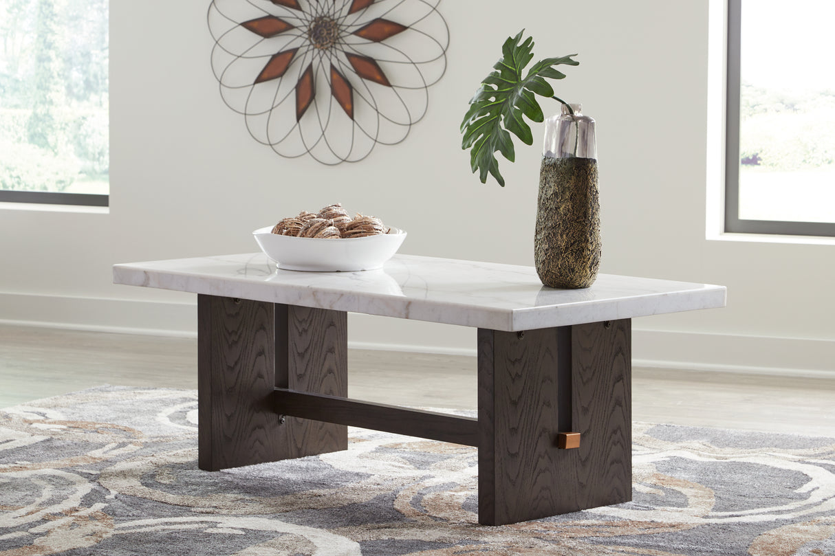 Furniture City Slidell - Ashley Furniture - Burkhaus Coffee Table - Rectangular Cocktail Table / White/Dark Brown - T779-1