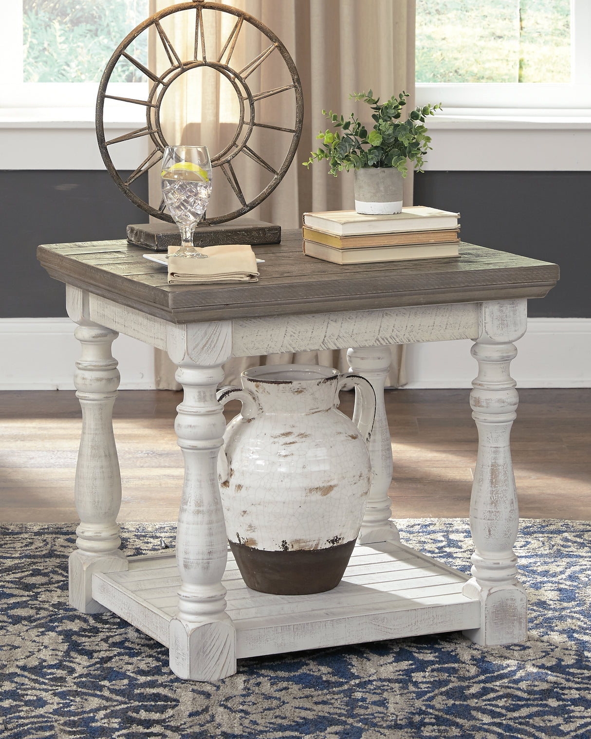 Furniture City Slidell - Ashley Furniture - Havalance End Table - Square End Table / White/Gray - T994-2
