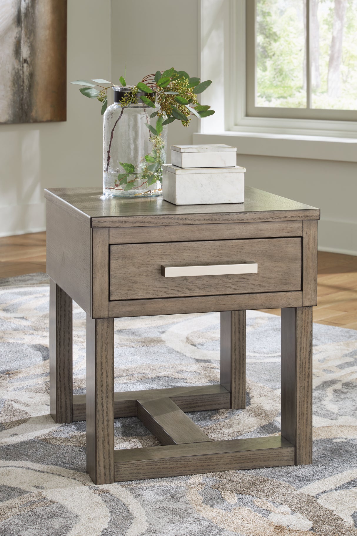Furniture City Slidell - Ashley Furniture - Loyaska End Table - Rectangular End Table / Grayish Brown/White - T854-3