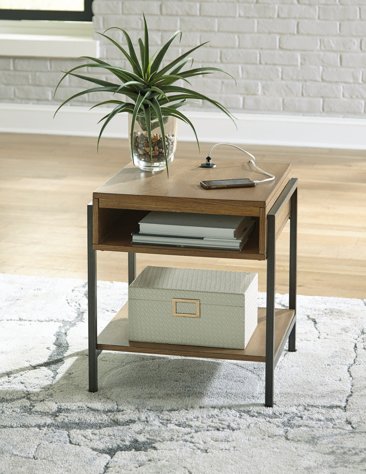 Furniture City Slidell - Ashley Furniture - Fridley End Table - Rectangular End Table / Brown/Black - T964-3