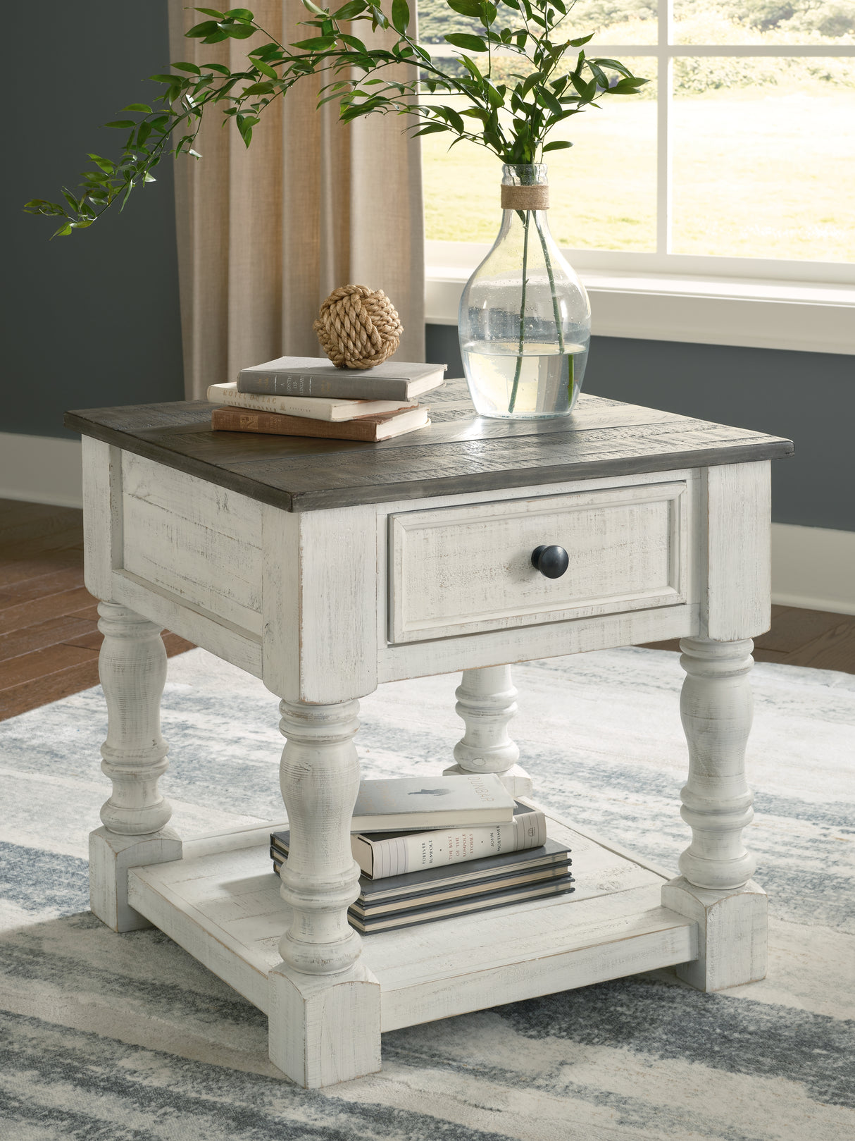 Furniture City Slidell - Ashley Furniture - Havalance End Table - Square End Table / White/Gray - T994-2