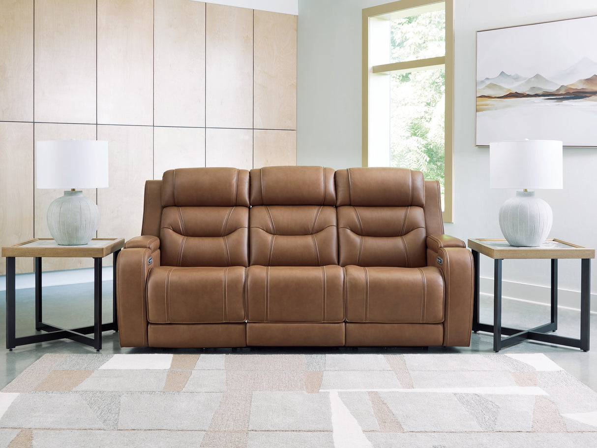 Furniture City Slidell - Ashley Furniture - Knightington Living Room - PWR REC Sofa w/Audio Seating / Caramel - PCU1160015A