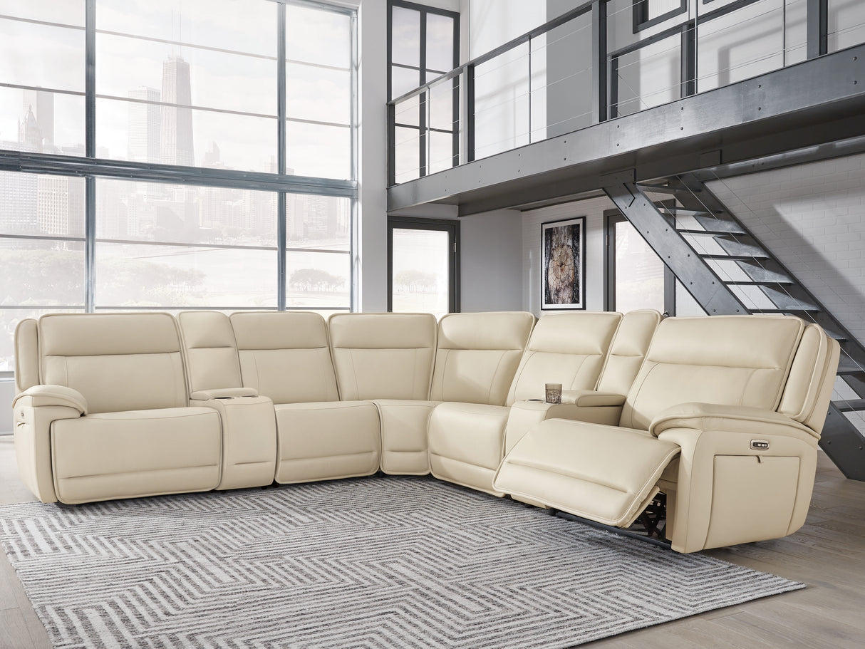 Furniture City Slidell - Ashley Furniture - Double Deal Sectional - 7-Piece Reclining Sectional with 2 Consoles / Almond - U13001S9