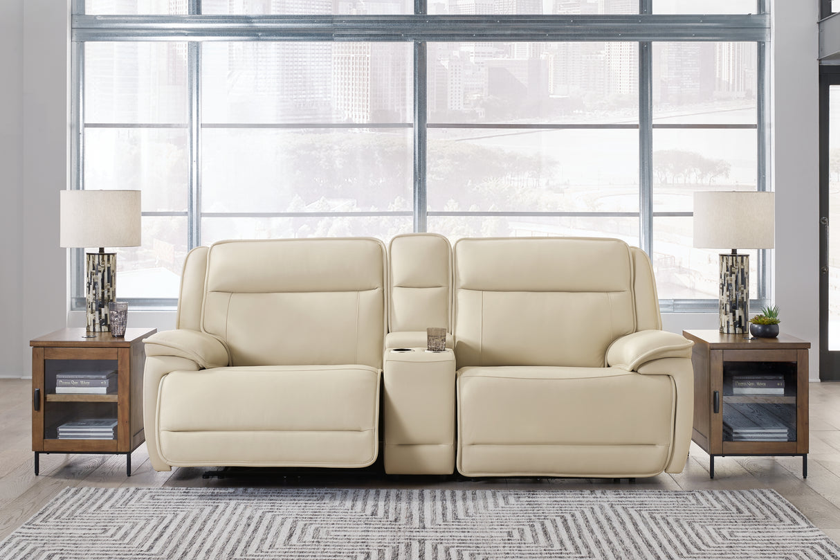 Furniture City Slidell - Ashley Furniture - Double Deal Sectional - 3-Piece Power Reclining Loveseat Sectional with Console / Almond - U13001S4