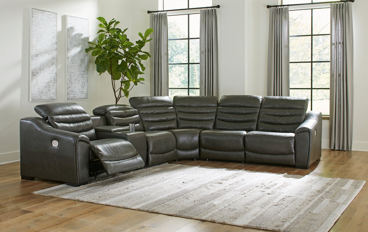 Furniture City Slidell - Ashley Furniture - Center Line Sectional - 6-Piece Power Reclining Sectional / Dark Gray - U63404S4
