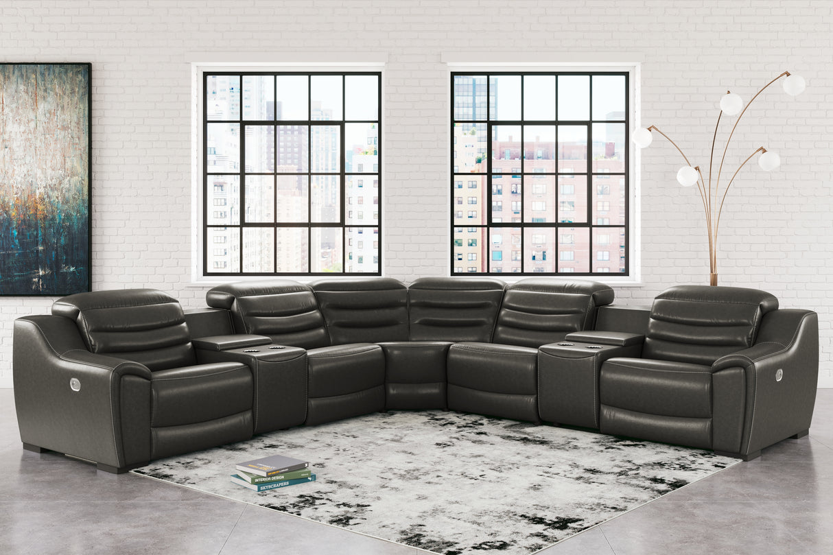 Furniture City Slidell - Ashley Furniture - Center Line Sectional - 7-Piece Power Reclining Sectional / Dark Gray - U63404S7