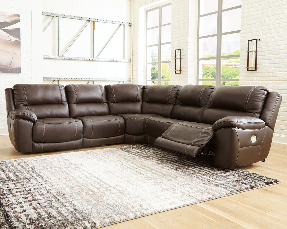 Furniture City Slidell - Ashley Furniture - Dunleith Sectional - 5-Piece Power Reclining Sectional / Chocolate - U71604S1