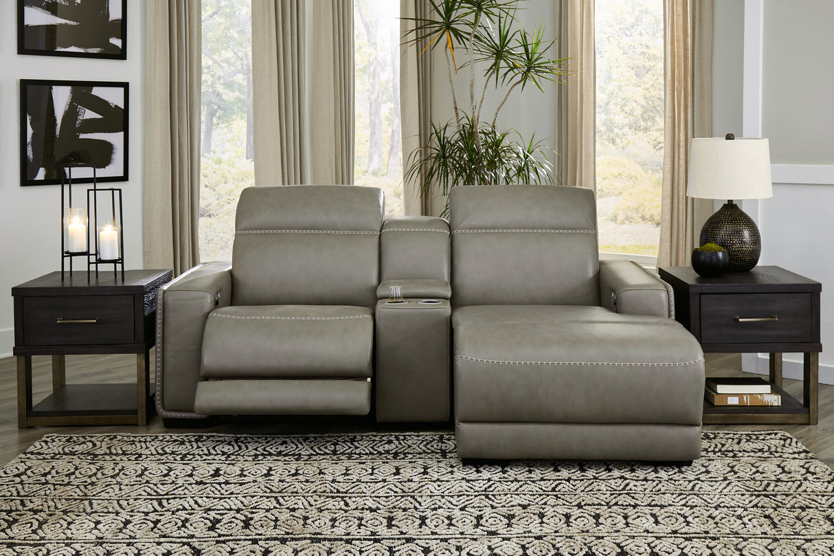 Furniture City Slidell - Ashley Furniture - Correze Sectional - 3-Piece Power Reclining Sectional with Chaise / Gray - U94202S11