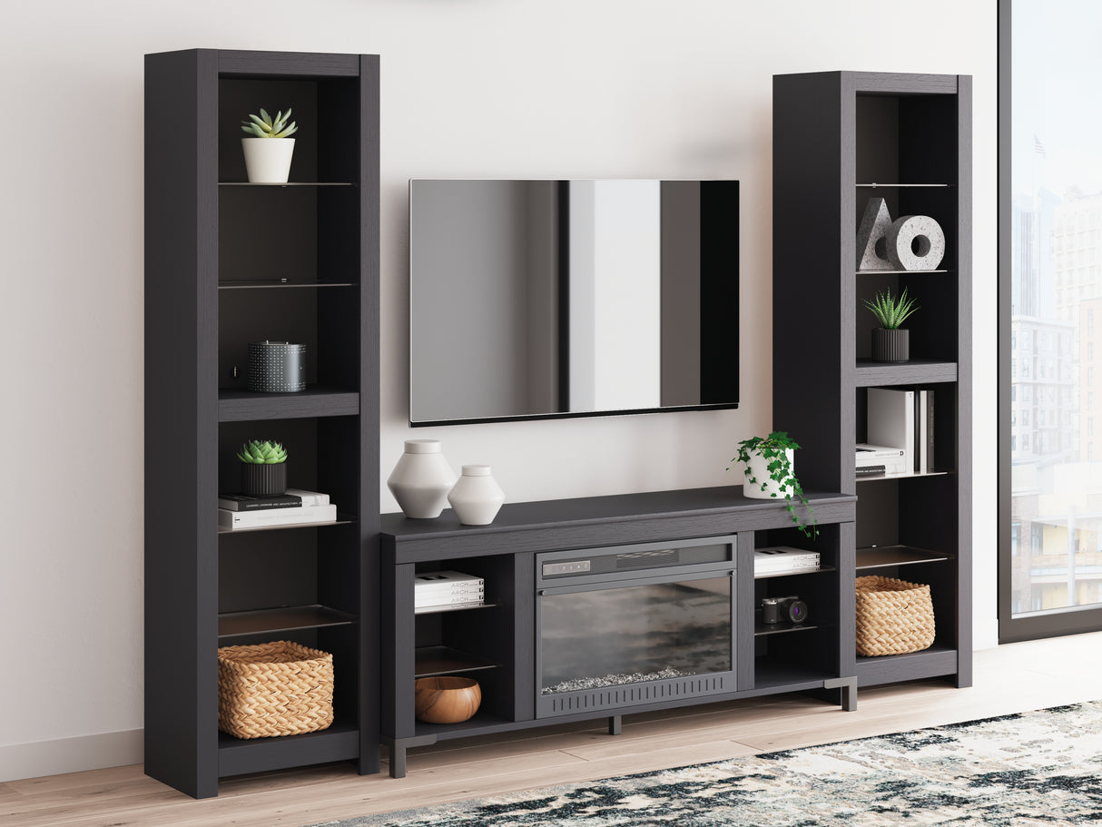 Furniture City Slidell - Ashley Furniture - Cayberry 3-Piece Entertainment Center with Electric Fireplace - 3-Piece Entertainment Center with Electric Fireplace / Black - W2721W2