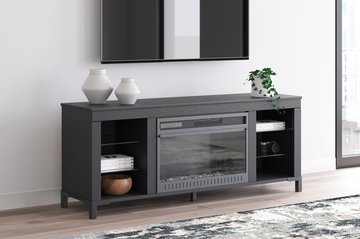 Furniture City Slidell - Ashley Furniture - Cayberry TV Stand - 60" with Electric Fireplace / Black - W2721-168