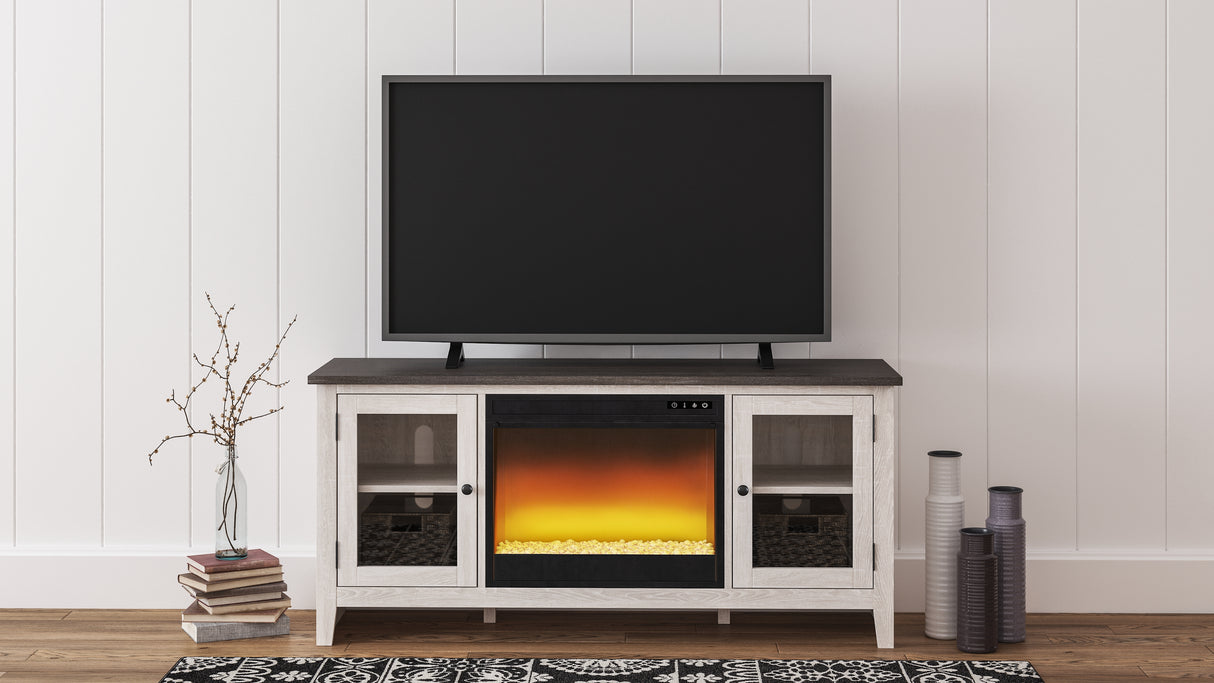 Furniture City Slidell - Ashley Furniture - Dorrinson 60" TV Stand with Electric Fireplace - 60" TV Stand with Electric Fireplace / Two-tone - W287W2