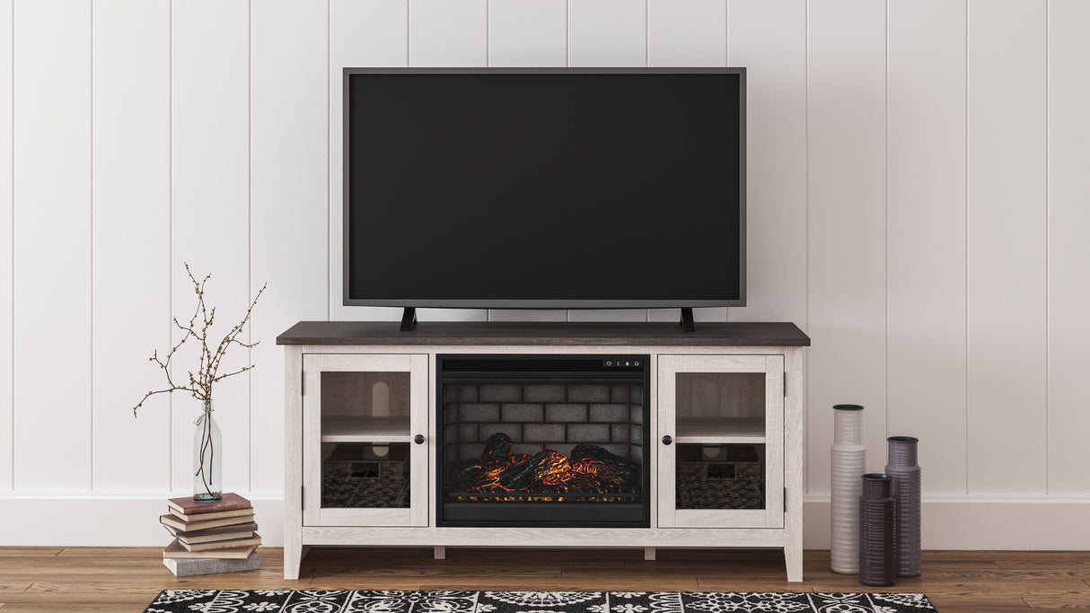 Furniture City Slidell - Ashley Furniture - Dorrinson 60" TV Stand with Electric Fireplace - 60" TV Stand with Electric Fireplace / Two-tone - W287W3