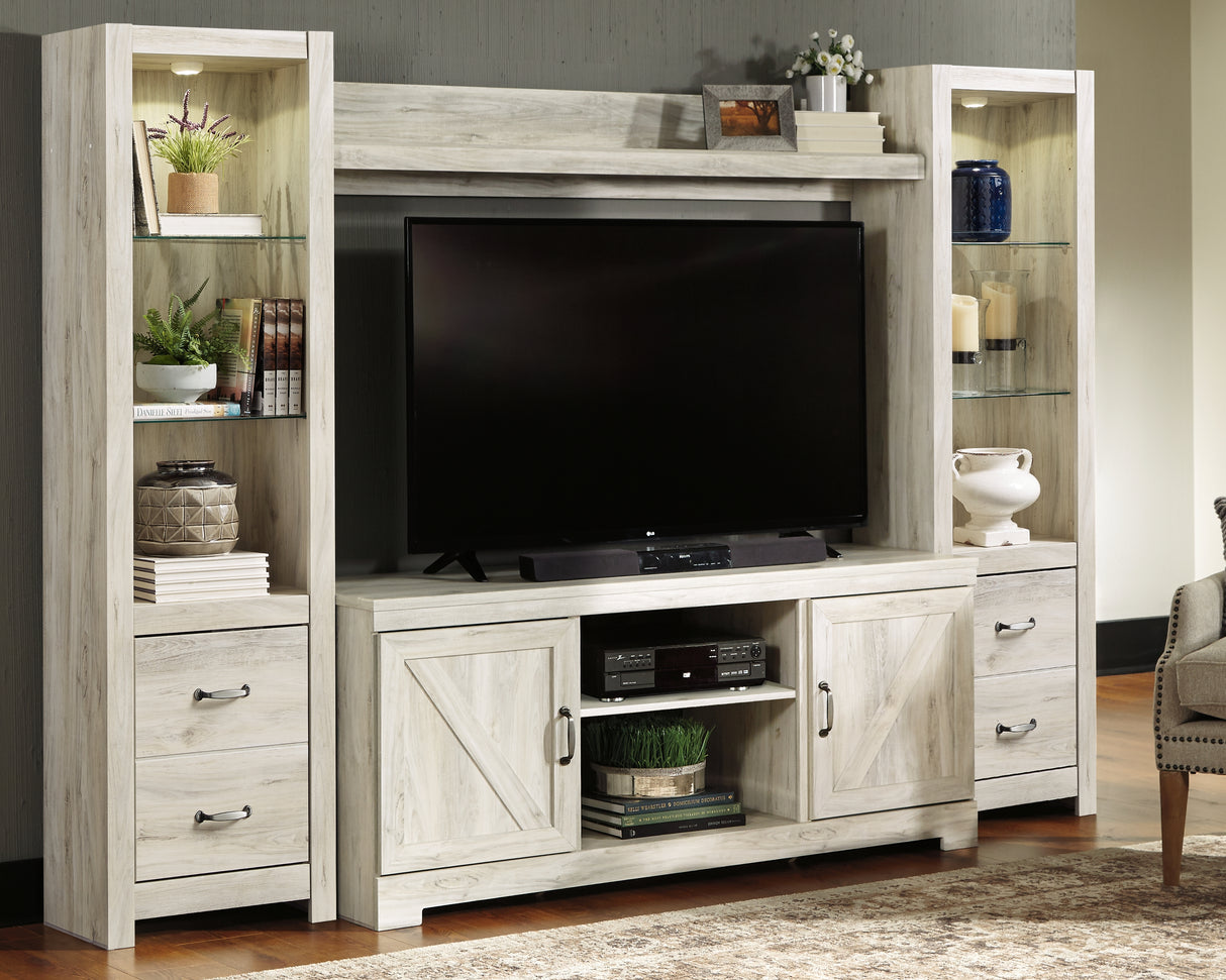 Furniture City Slidell - Ashley Furniture - Bellaby Entertainment Center - 4-Piece Entertainment Center / Whitewash - W331W2