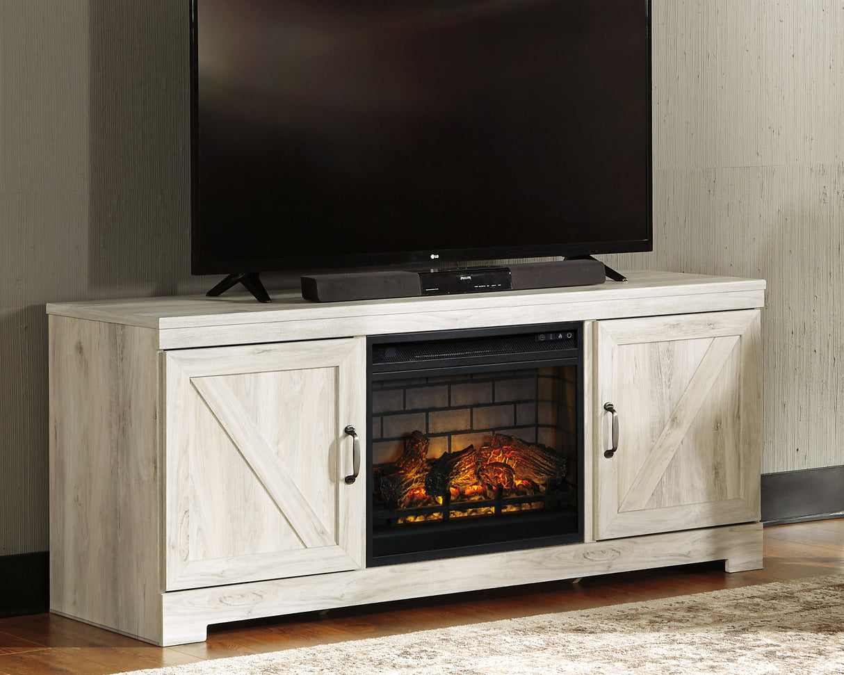 Furniture City Slidell - Ashley Furniture - Bellaby 63" TV Stand with Electric Fireplace - 63" TV Stand with Electric Fireplace / Whitewash - W331W9
