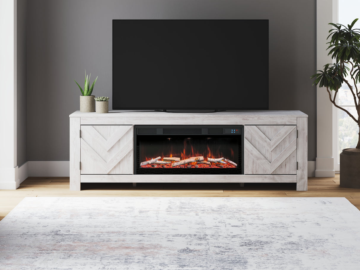 Furniture City Slidell - Ashley Furniture - Cayboni 71" TV Stand with Electric Fireplace - 71" TV Stand with Electric Fireplace / Whitewash - W3788W1