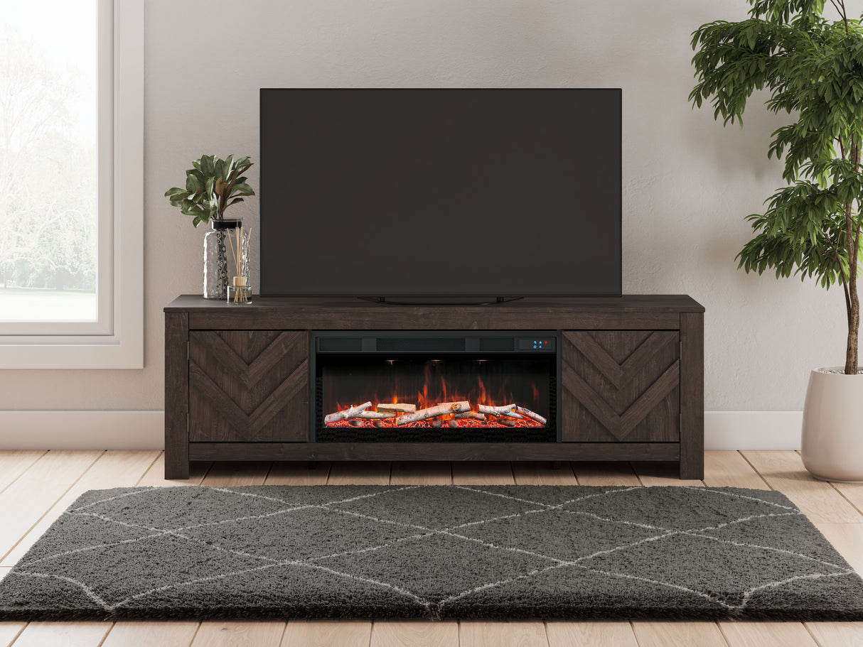 Furniture City Slidell - Ashley Furniture - Cayboni 71" TV Stand with Electric Fireplace - 71" TV Stand with Electric Fireplace / Black - W3789W1